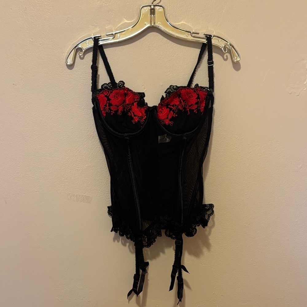 Victoria's Secret Black and Red Lace Corset